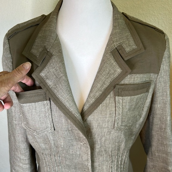 ELIE TAHARI KAHKI FITTED JACKET LIGHT AND DARK GREY SIZE 8 - Picture 2 of 15